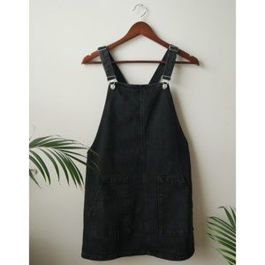 TOPSHOP MOTO Black Denim Jumper/Overall Dress Sz 6